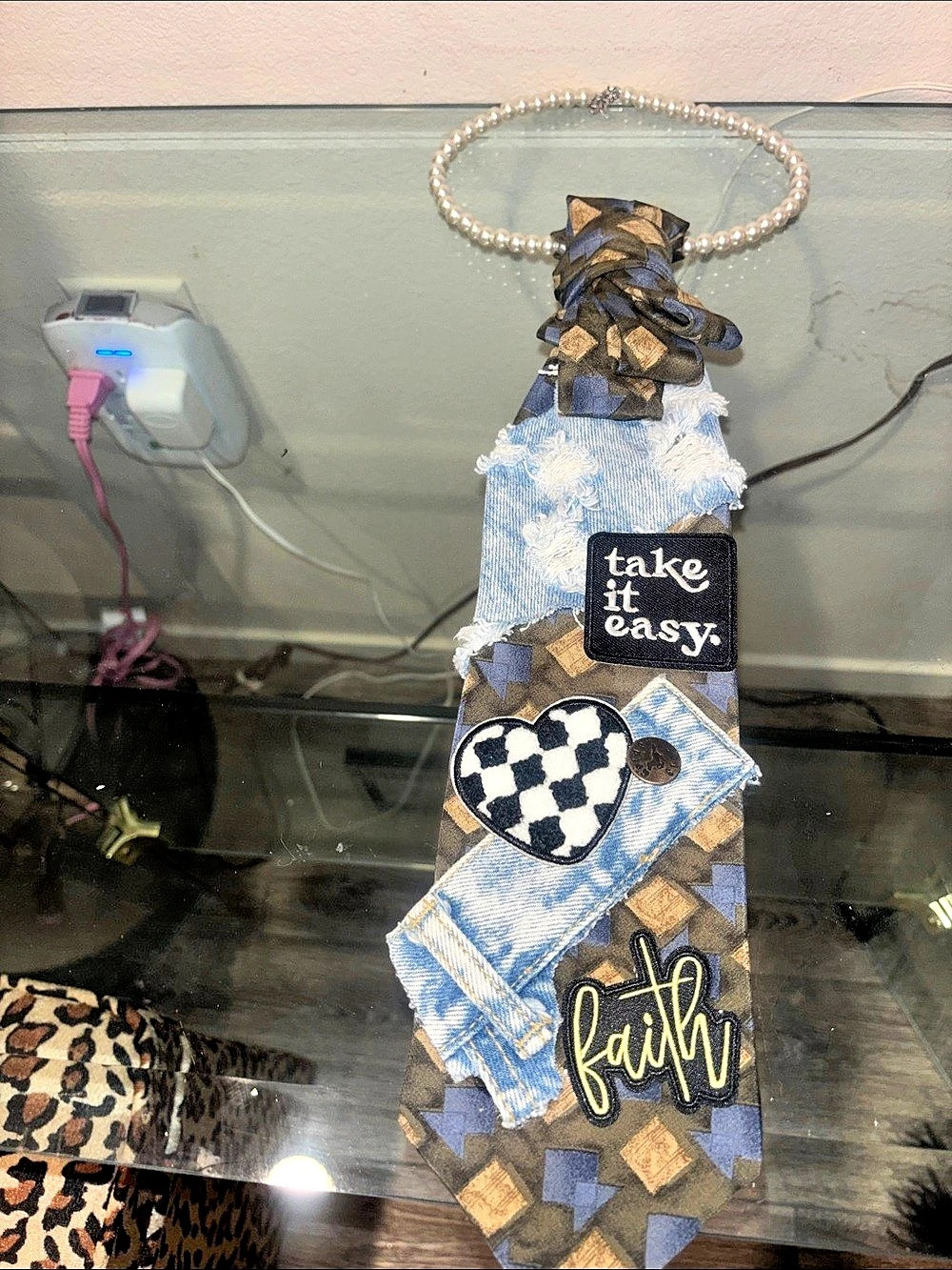 Upcycled Denim Faith Necktie